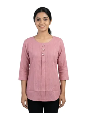 Women’s Solid Dusty Pink Western Top with Button Detail